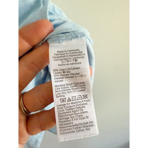 J.Crew Factory | NWT Linen-blend belted mini shirtdress in Light blue | Sz PXXS - Picture 6 of 11